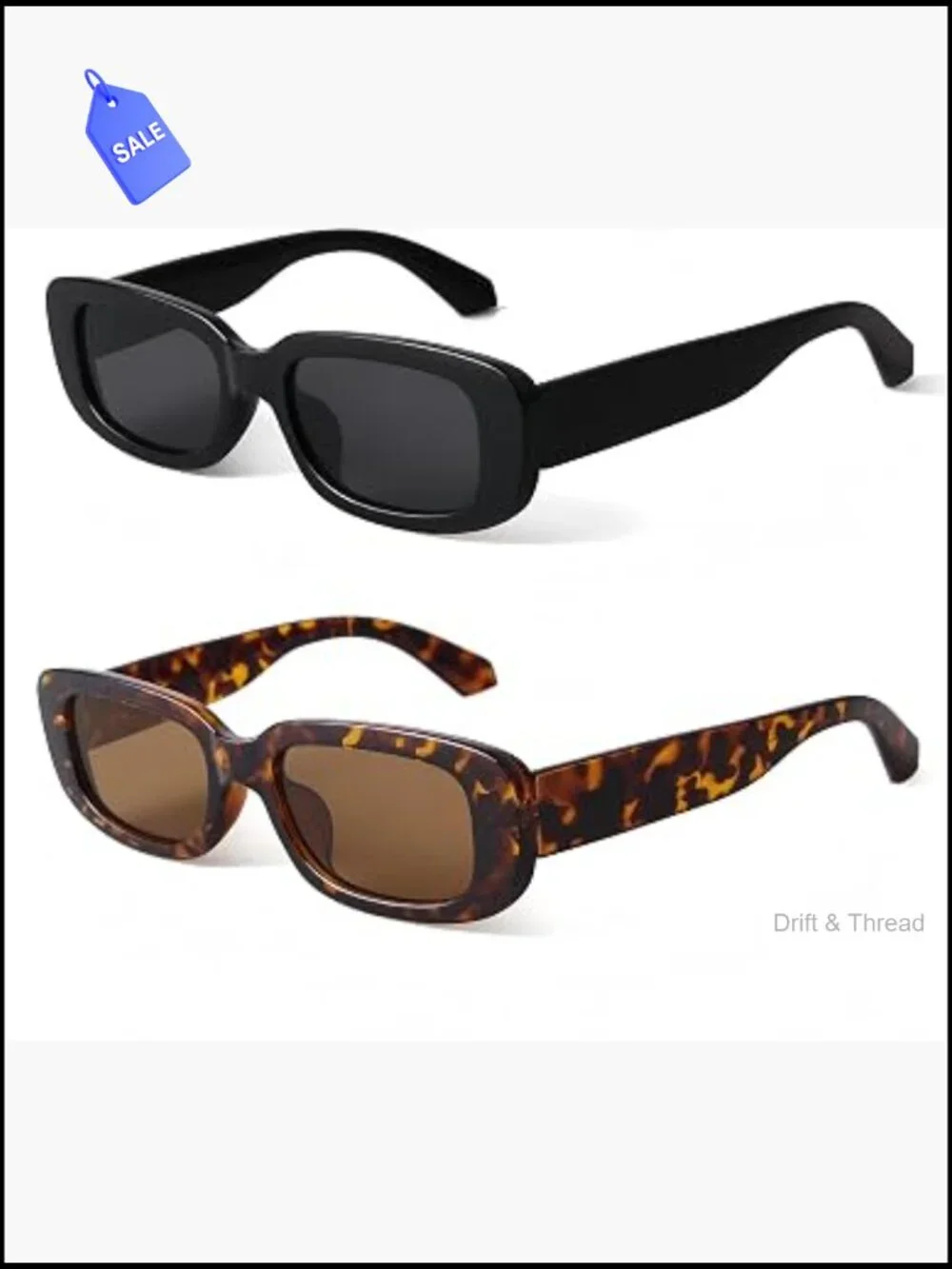Retro Rectangle Sunglasses for Women Driving UV400 Protection